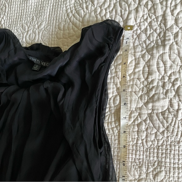 Lafayette 148 sample piece dress in black silk w/elastic waist - Picture 8 of 14